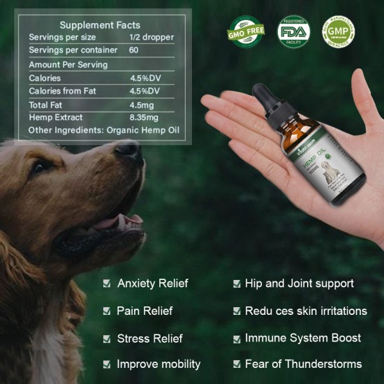 [Not Available in UK] Vitablossom Hemp oil for Dogs,Organic Hemp oil for Pets, Hemp oil for Pats - 500mg