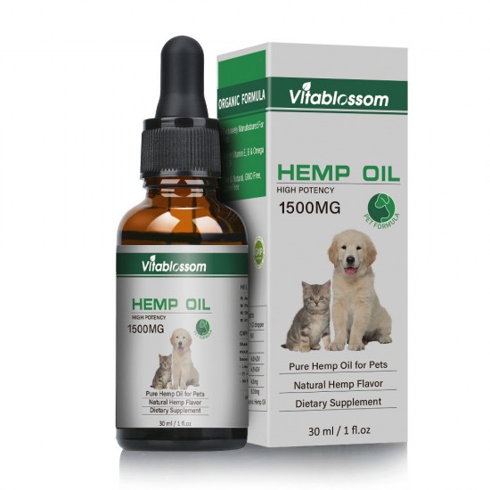 [Not Available in UK] Broad Spectrum Hemp oil for Pets, Vitablossom Hemp oil for Pats ,Great for Pain Relief - 1500mg