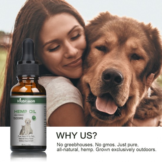 [Not Available in UK] Broad Spectrum Hemp oil for Pets, Vitablossom Hemp oil for Pats ,Great for Pain Relief - 1500mg